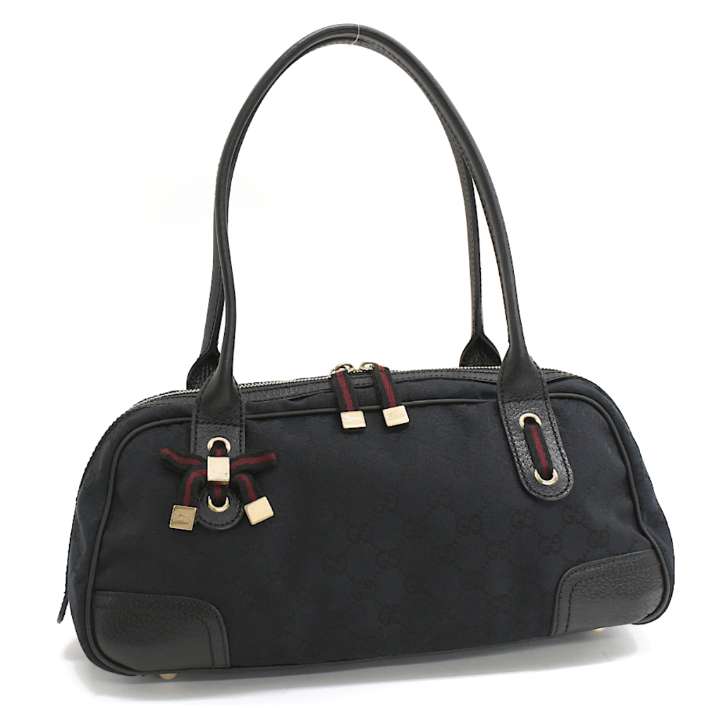 Gucci Princy handbag GG canvas Sherry black jacquard leather